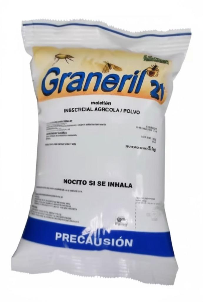 GRANERIL 21 Malation 5% en bolsa de 1 kg, aplicado en surcos de maíz contra pulgones