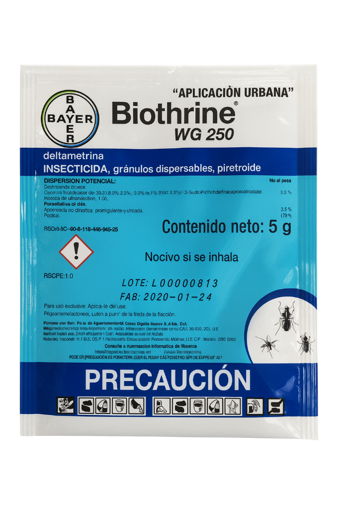 Sobre Biothrine WG 250 5g - Gránulos dispersables con Deltametrina 25% para control de chinches y alacranes Sobre Biothrine WG 250 5g - Gránulos dispersables con Deltametrina 25% para control de chinches y alacranes