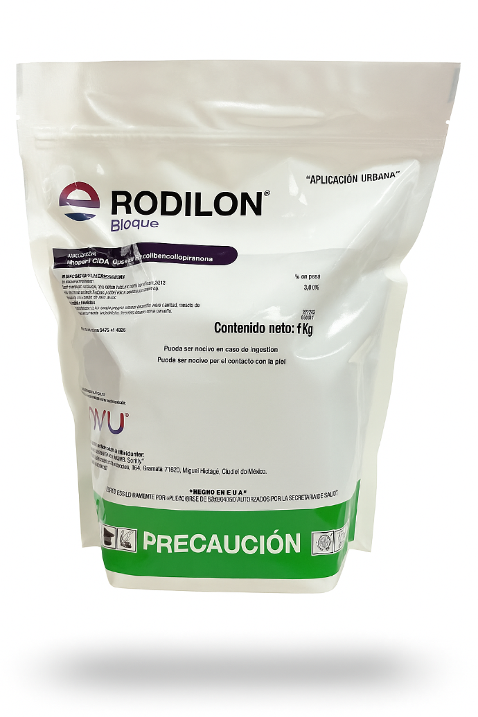Bloque Rodilon 1 kg - Rodenticida con Difetialona 0.0025% para control perimetral en cultivos y bodegas Bloque Rodilon 1 kg - Rodenticida con Difetialona 0.0025% para control perimetral en cultivos y bodegas