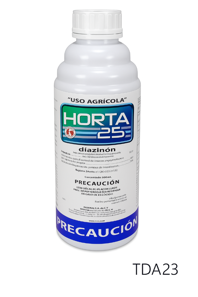 Envase HORTA 25 1L - Concentrado emulsionable con Diazinon 25% para control de plagas en cultivos agrícola
