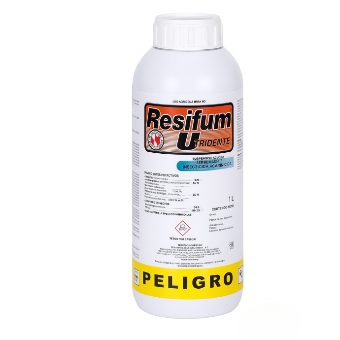Envase Resifum U 1L - Insecticida combinado Cipermetrina 4.5% y Diclorvos 20% para control de araña capulina y alacranes Envase Resifum U 1L - Insecticida combinado Cipermetrina 4.5% y Diclorvos 20% para control de araña capulina y alacranes