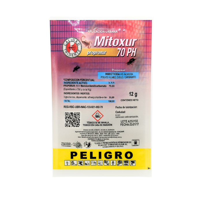 Sobre Mitoxur 70 PH 12g - Insecticida profesional para alacranes y cucarachas