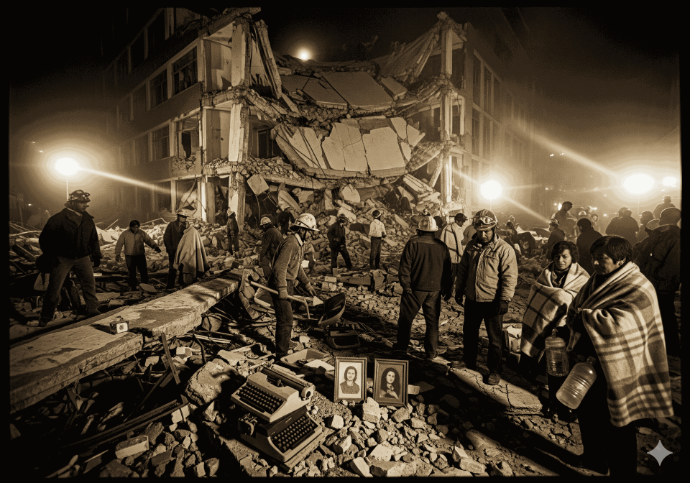 Rescate nocturno Terremoto 1985 Tlatelolco.