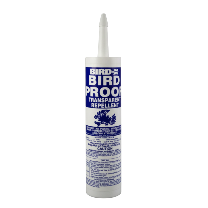 Aplicación de Bird Proof Gel en patrón de puntos sobre una cornisa de concreto.