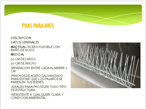 PUAS PICOS AVES ALAMBRE GALVANIZADO 50 CM
