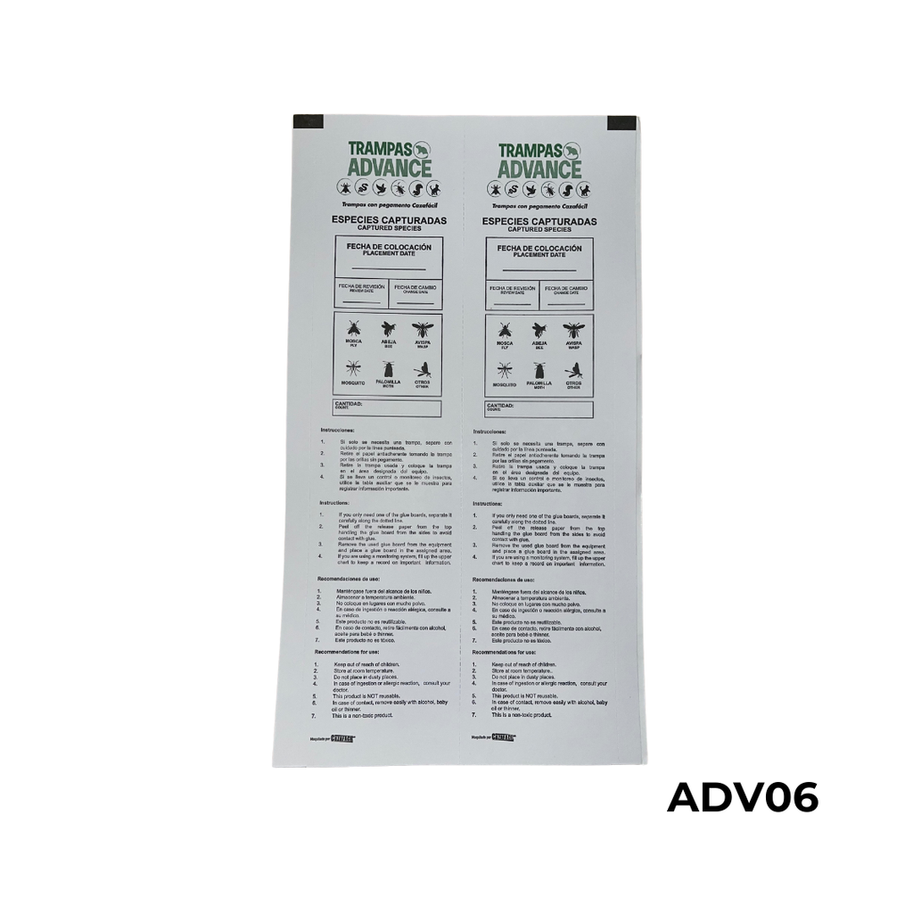 924 AMARILLA DOBLE ADVANCE 24X43CM TRAMPA PEGAMENTO VOLADORES