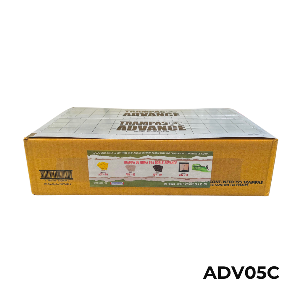 924 PLATA DOBLE ADVANCE 23X41CM TRAMPA PEGAMENTO VOLADORES CAJA 125 pzas.