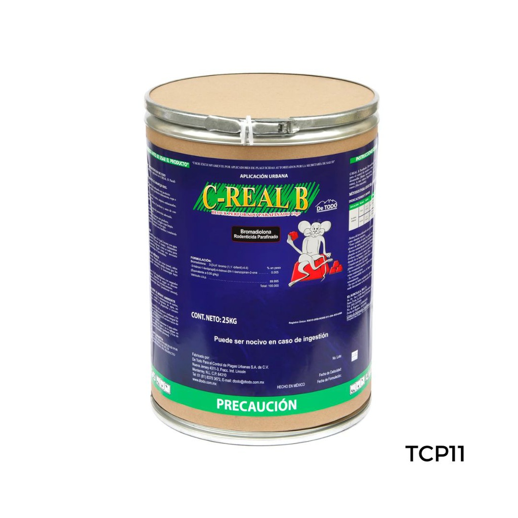 C-REAL B PARAF PERFORADO BLOCK 10 g Bromadiolona 25 kg