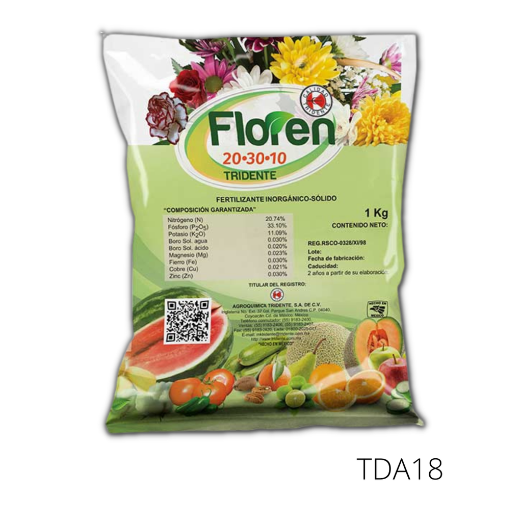 FLOREN 20-30-10 Fertilizante foliar 1 kg USO AGRICOLA