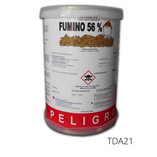 [TDA21] FUMINO 56 Fosfuro de aluminio 56% Tubo con 20 pastillas USO AGRICOLA
