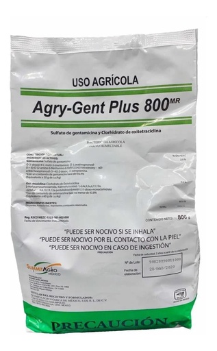 [VAU101] AGRY-GENT PLUS 800 Sulfato de gentamicina 2% + Clorhidrato de oxitetraciclina 6% 800G USO AGRICOLA